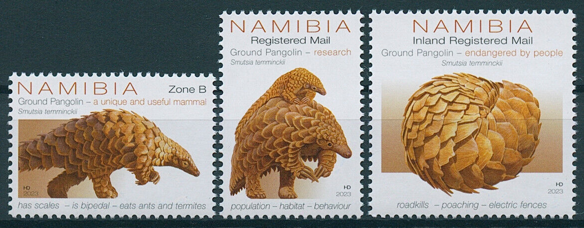 Namibia 2023 MNH Wild Animals Stamps Pangolins Ground Pangolin 3v Set