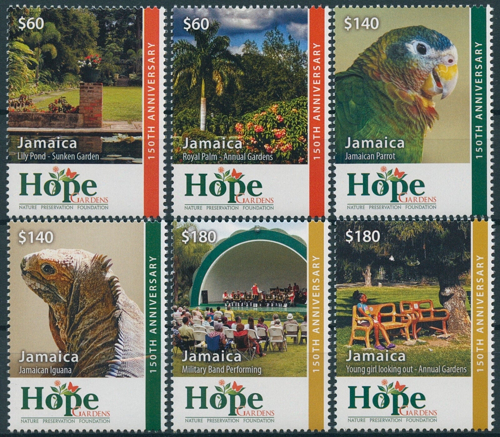 Jamaica 2023 MNH Nature Stamps Hope Botanical Gardens Trees Parrots Birds 6v Set