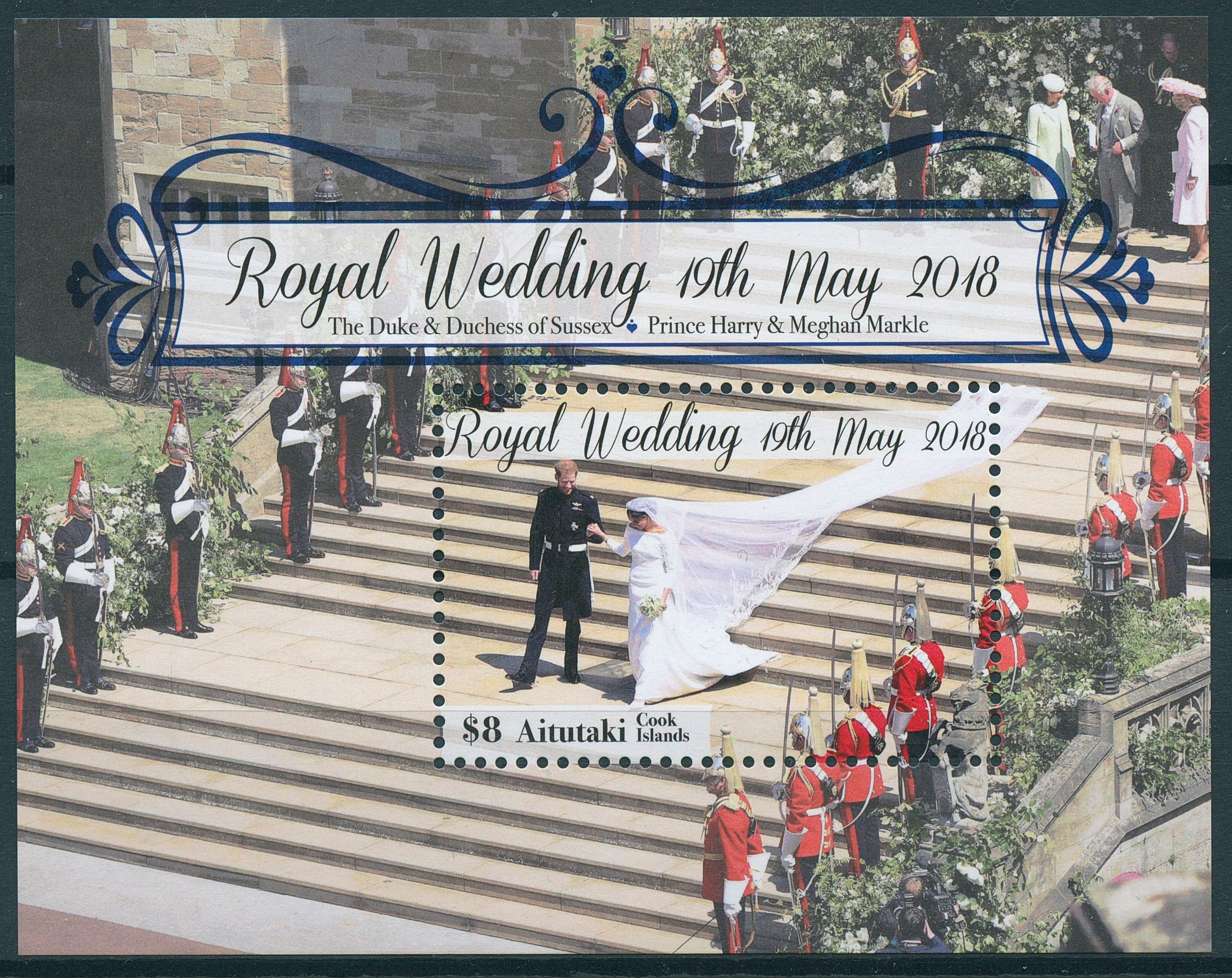 Aitutaki Cook Islands 2018 MNH Prince Harry & Meghan Royal Wedding 1v S/S Stamps