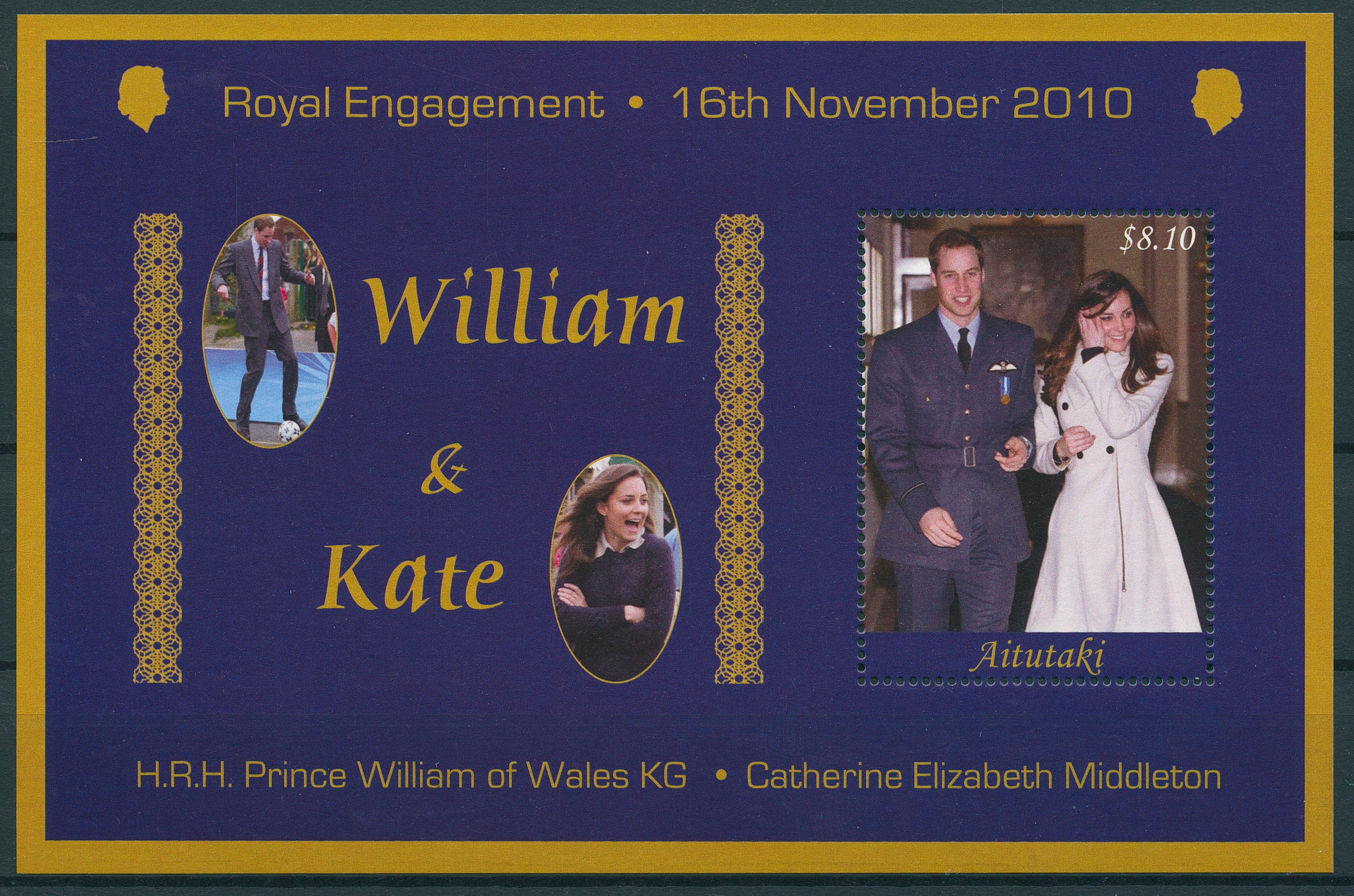 Aitutaki Cook Islands 2011 MNH Royal Engagement 1v Special S/S William Kate