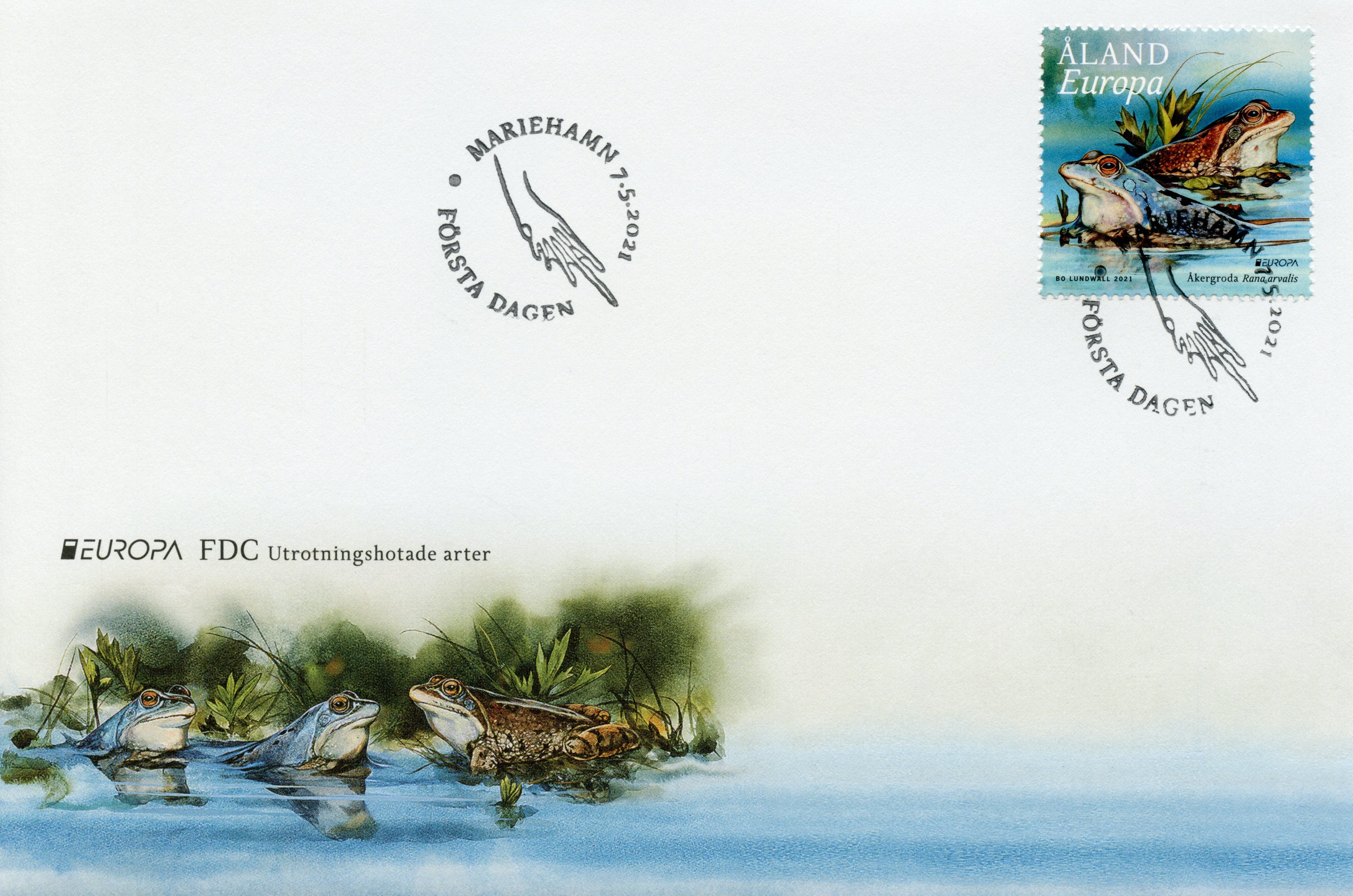 Aland Europa Stamps 2021 FDC Endangered National Wildlife Frogs Moor Frog 1v Set