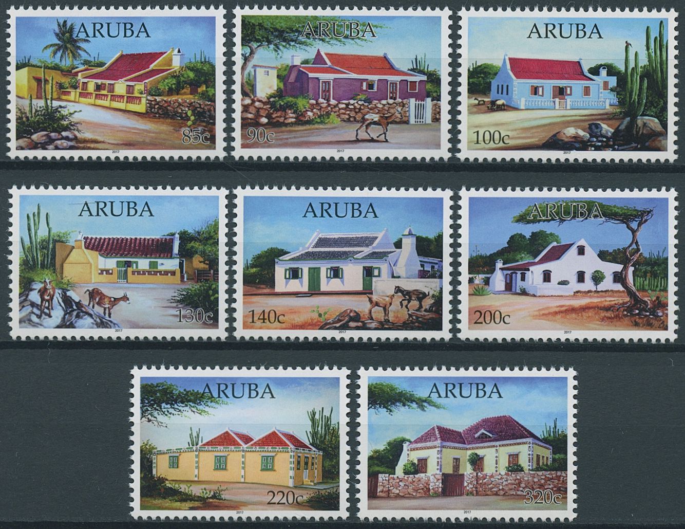 Aruba 2017 MNH Architecture Stamps Typical Houses Trees Goats Buildings 8v Set