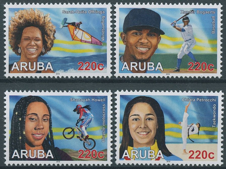 Aruba 2019 MNH Sports Stamps Windsurfing Baseball Taekwondo Motocross 4v Set