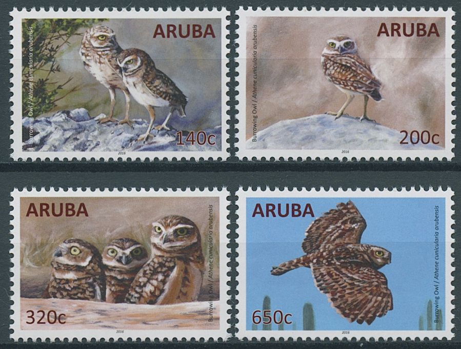 Aruba 2016 MNH Birds of Prey Stamps Burrowing Owls Owl 4v Set