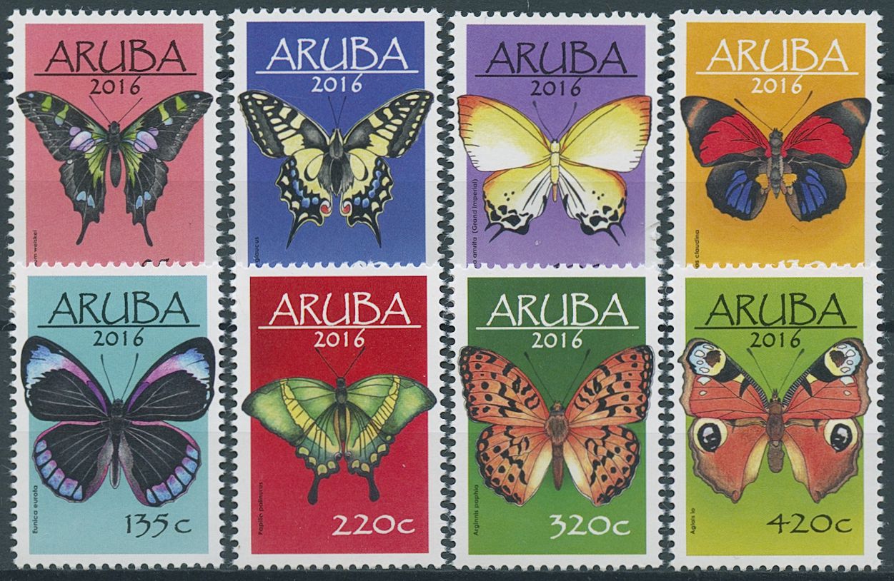 Aruba 2016 MNH Butterflies Stamps Butterfly Vlinders 8v Set