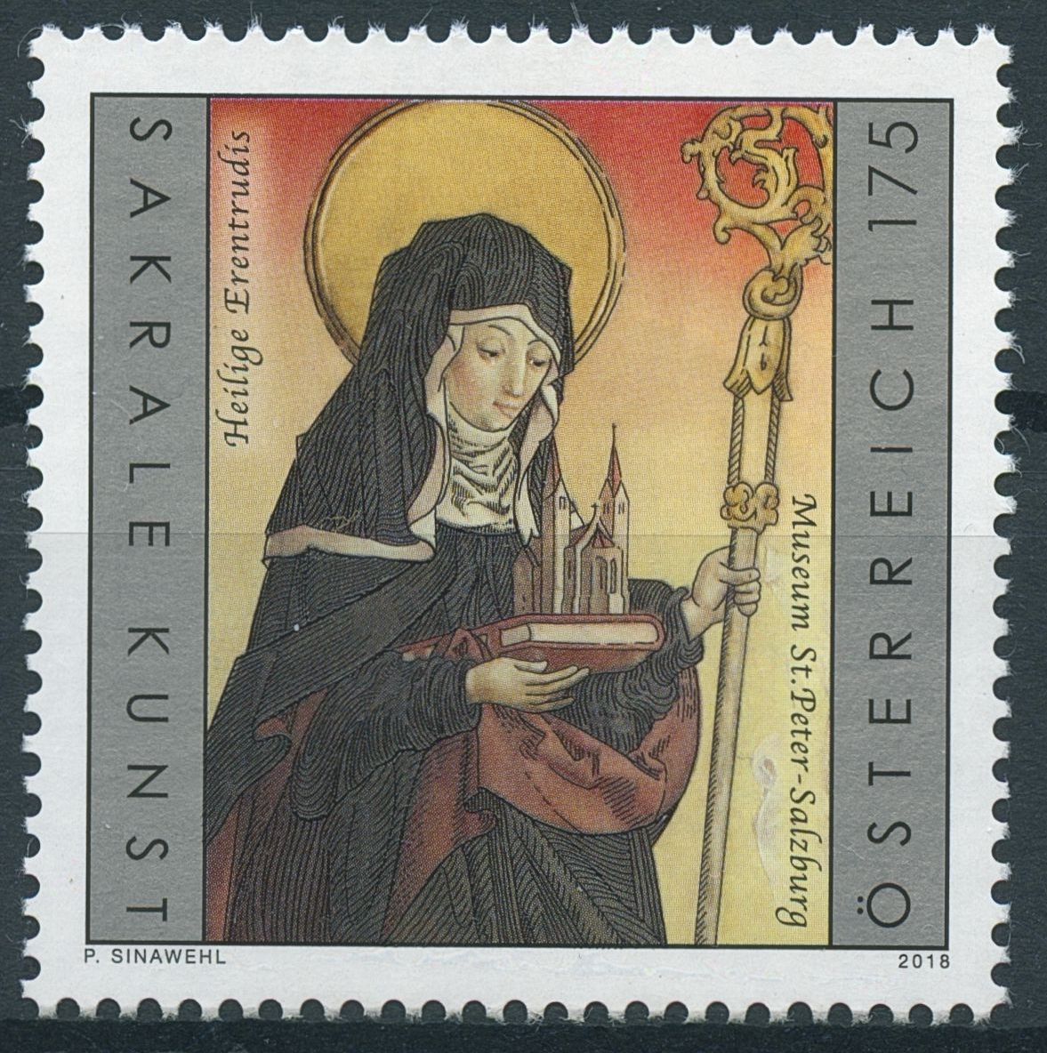 Austria 2018 MNH Saint Erentrude Mother of Salzburg 1v Set Religious Art Stamps