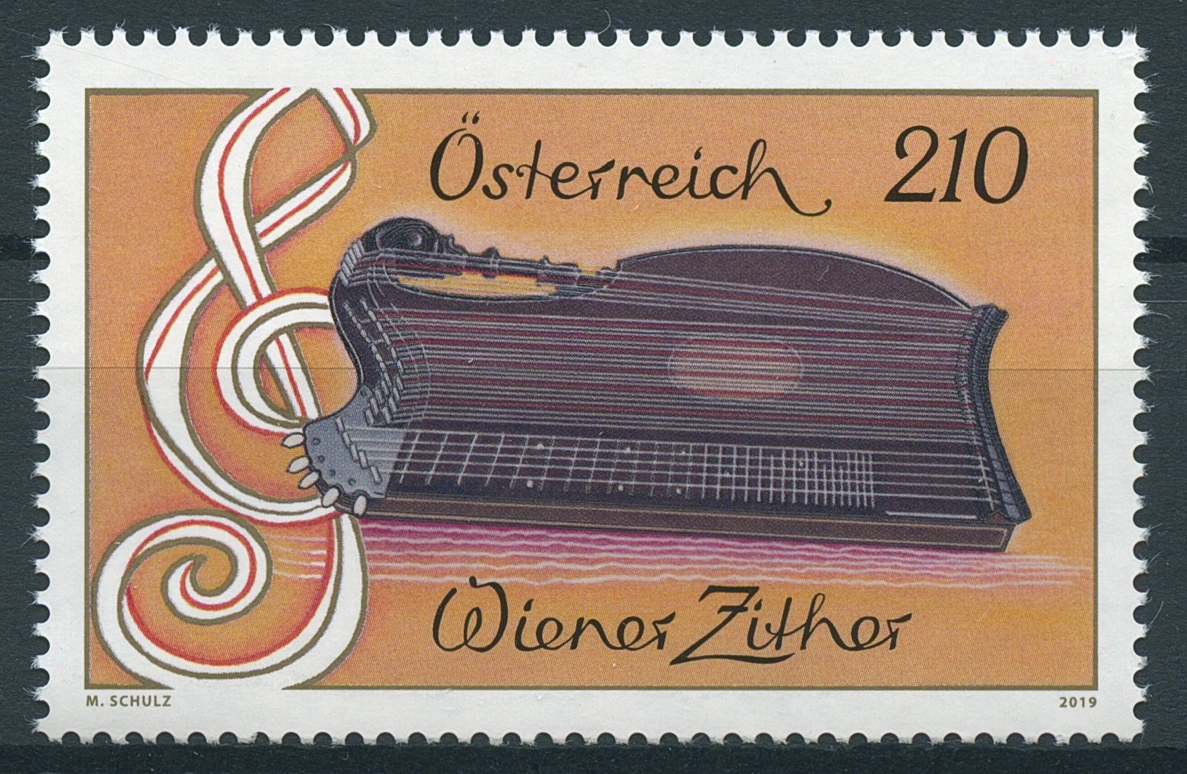 Austria 2019 MNH Viennese Zither 1v Set Music Musical Instruments Stamps