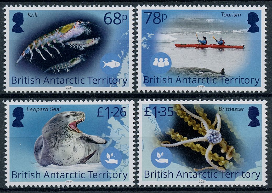 BAT 2021 MNH Marine Animals Stamps Blue Belt Programme Krill Seals Brittlestar 4v Set