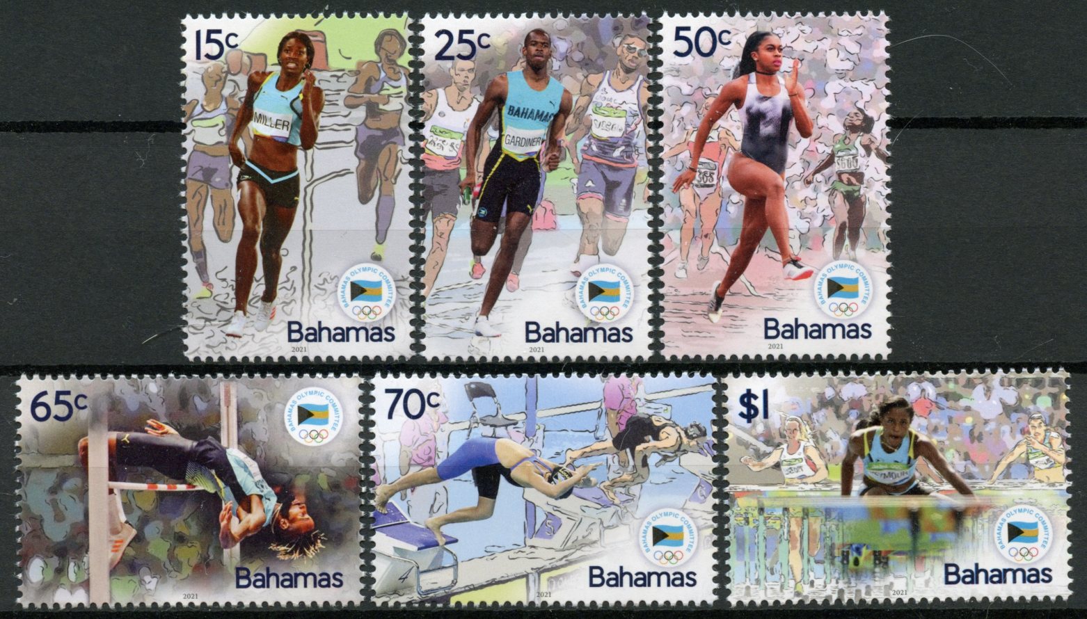 Bahamas 2021 MNH Olympics Stamps Tokyo 2020 Games Swimming Athletics Sports 6v Set