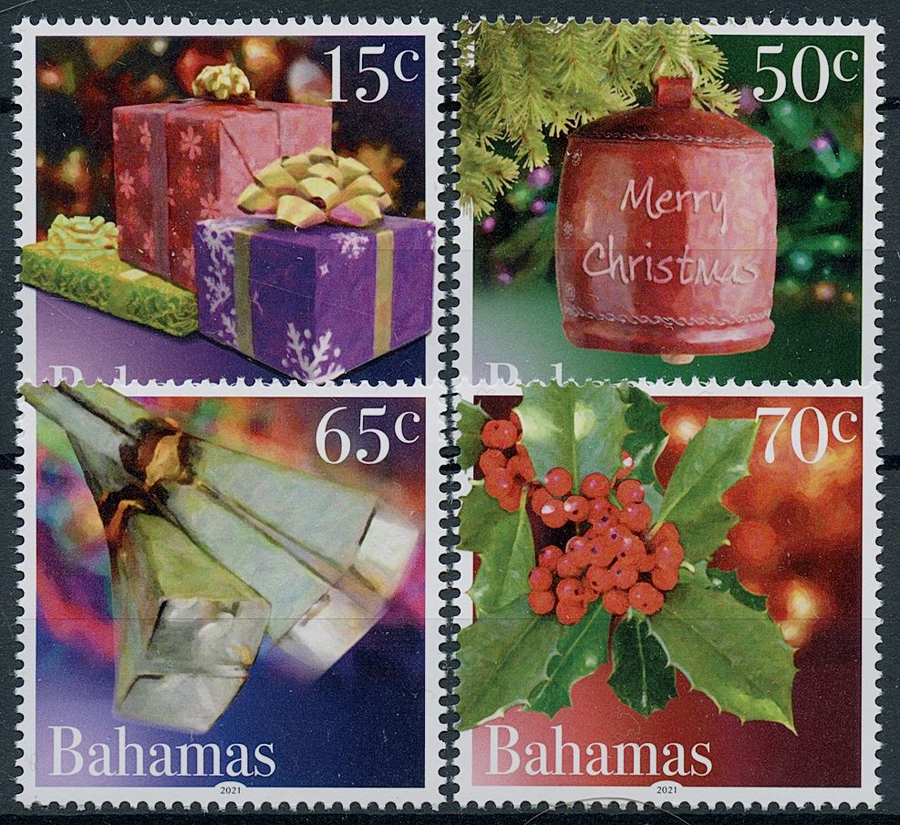 Bahamas 2021 MNH Christmas Stamps Decorations Presents Holly 4v Set