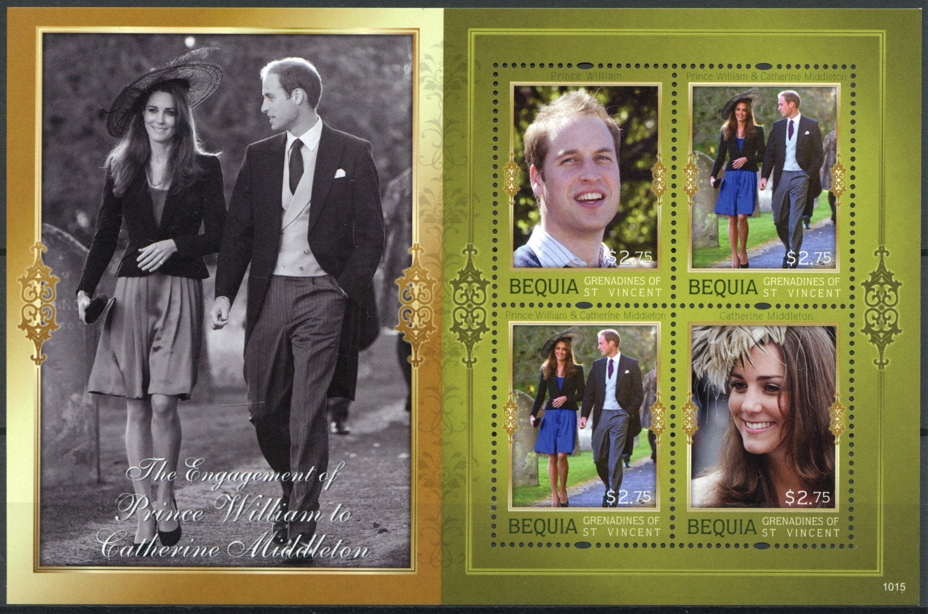 Bequia Gren St Vincent Stamps 2010 MNH Royal Engagement William & Kate 4v M/S II
