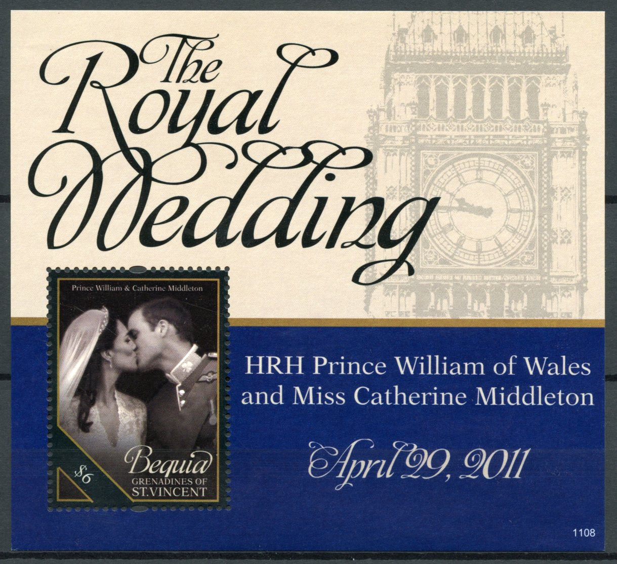 Bequia Grenadines St Vincent Stamps 2011 MNH Royal Wedding William & Kate 1v S/S
