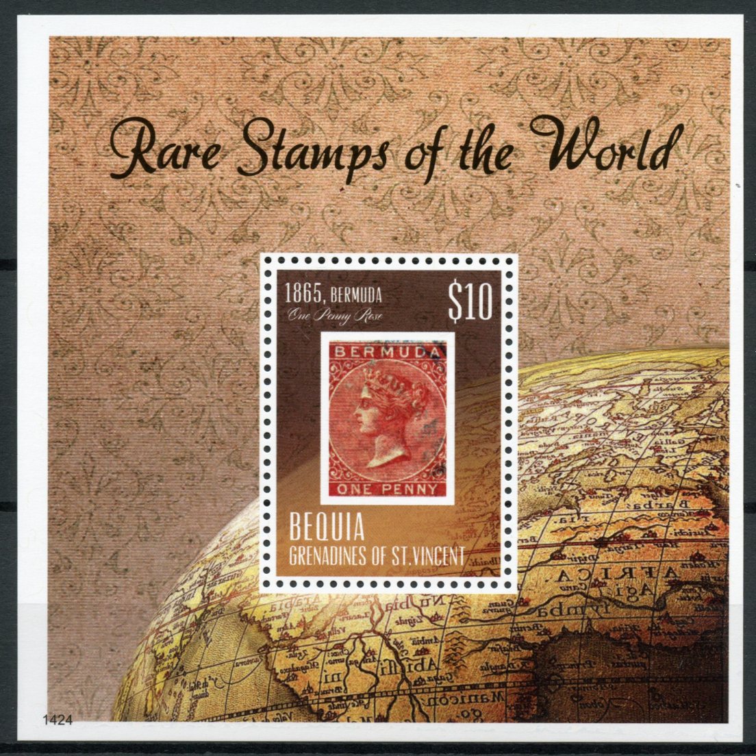Bequia Grenadines St Vincent 2014 MNH Rare Stamps World 1v SS Bermuda Penny Rose