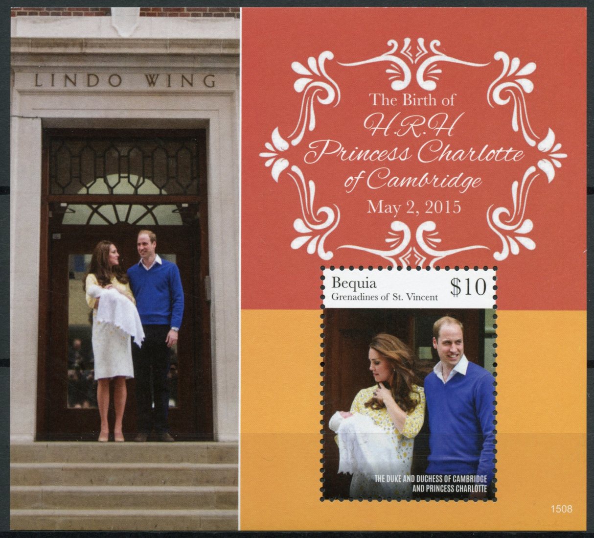 Bequia Gren St Vincent Stamps 2015 MNH Princess Charlotte Royal Baby 1v S/S