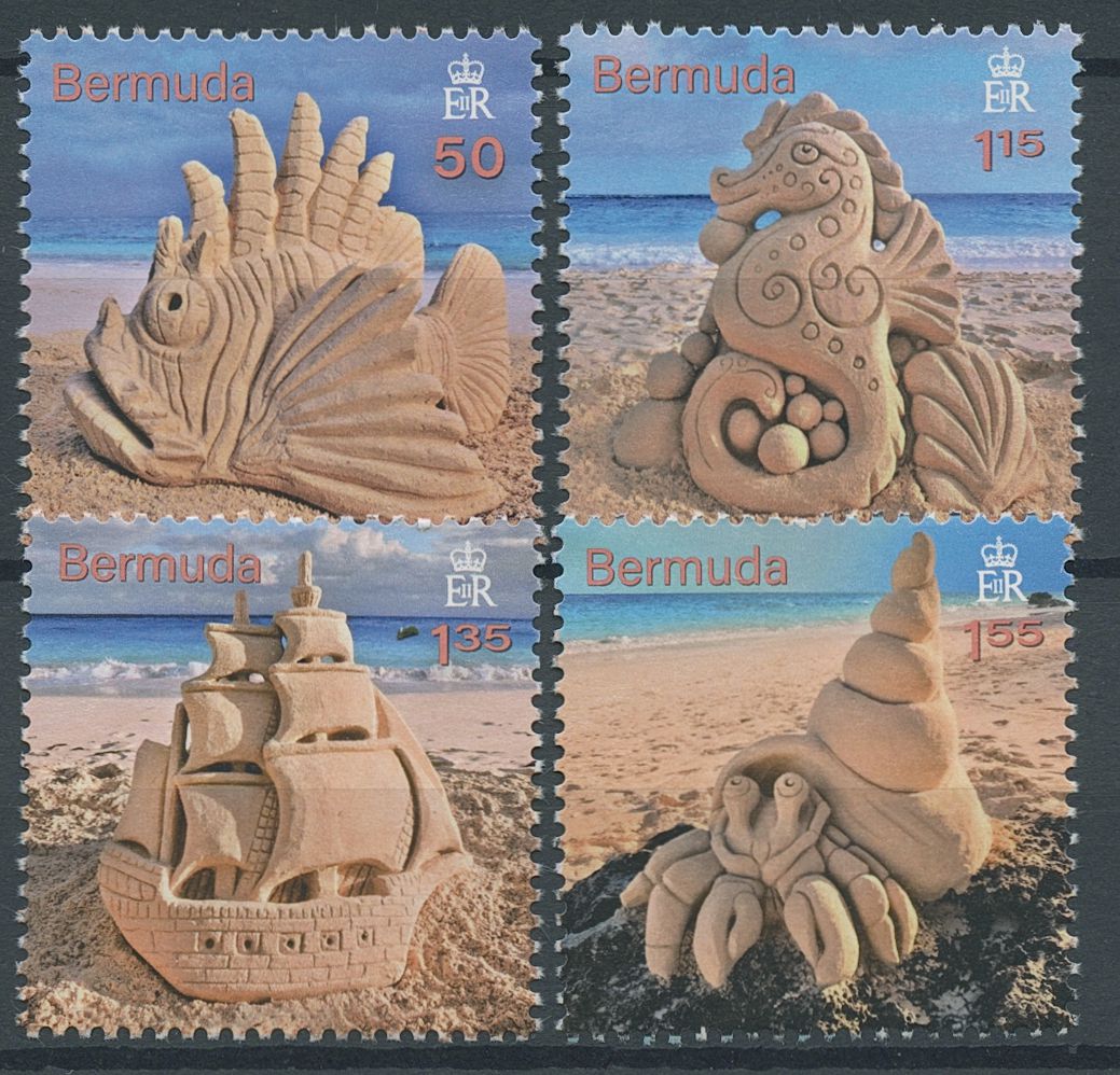 Bermuda 2021 MNH Art Stamps Sand Sculptures Beaches Seahorses Ships Fish Crabs 4v Set