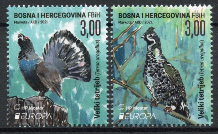 Bosnia & Herzegovina Europa Stamps 2021 MNH Western Caipercaillie Endangered National Wildlife 2v Set