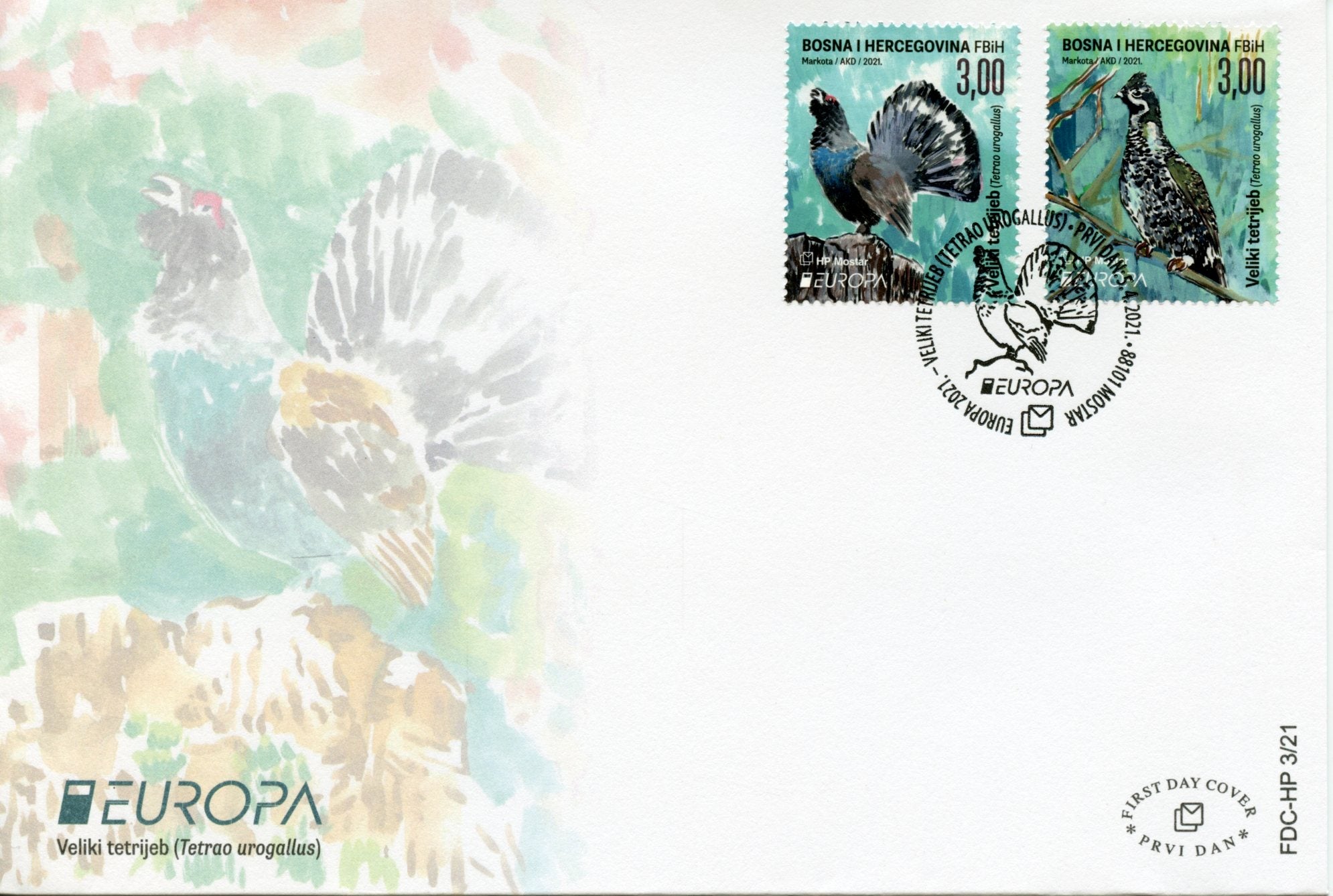 Bosnia & Herzegovina Europa Stamps 2021 FDC Western Caipercaillie Endangered National Wildlife 2v Set