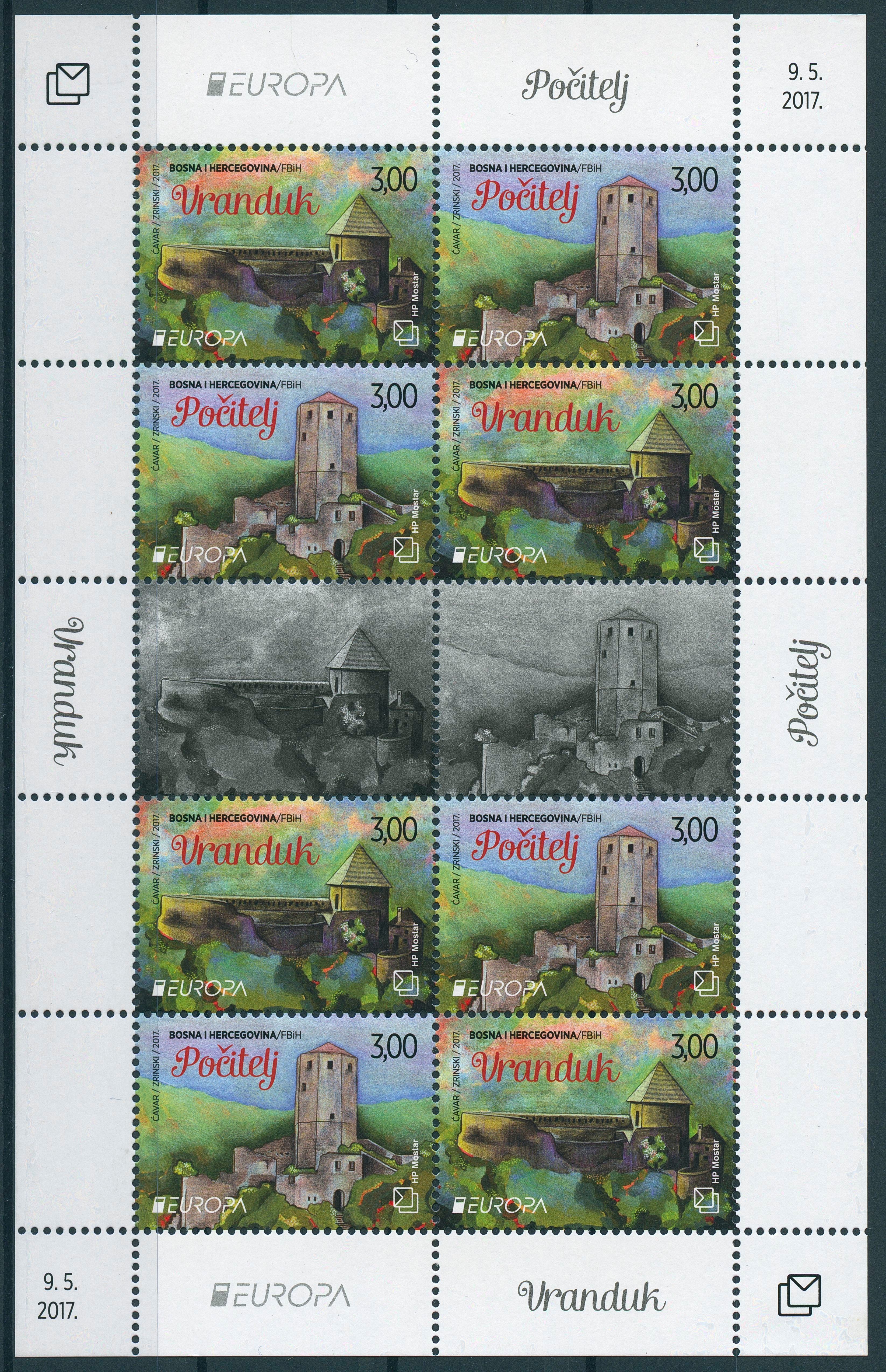 Bosnia & Herzegovina 2017 MNH Castles Europa 8v M/S Architecture Stamps