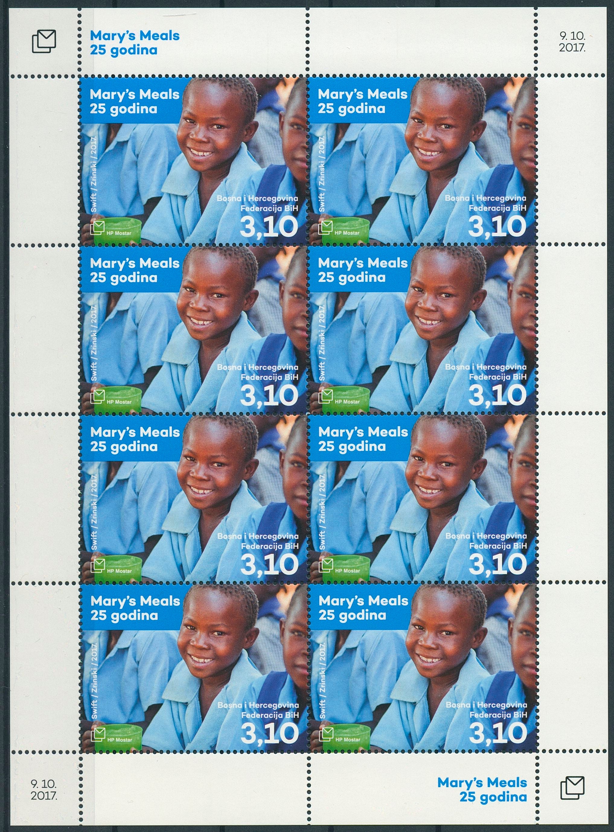 Bosnia & Herzegovina 2017 MNH Mary's Meals 25 Yrs 8v M/S Humanitarian Aid Stamps
