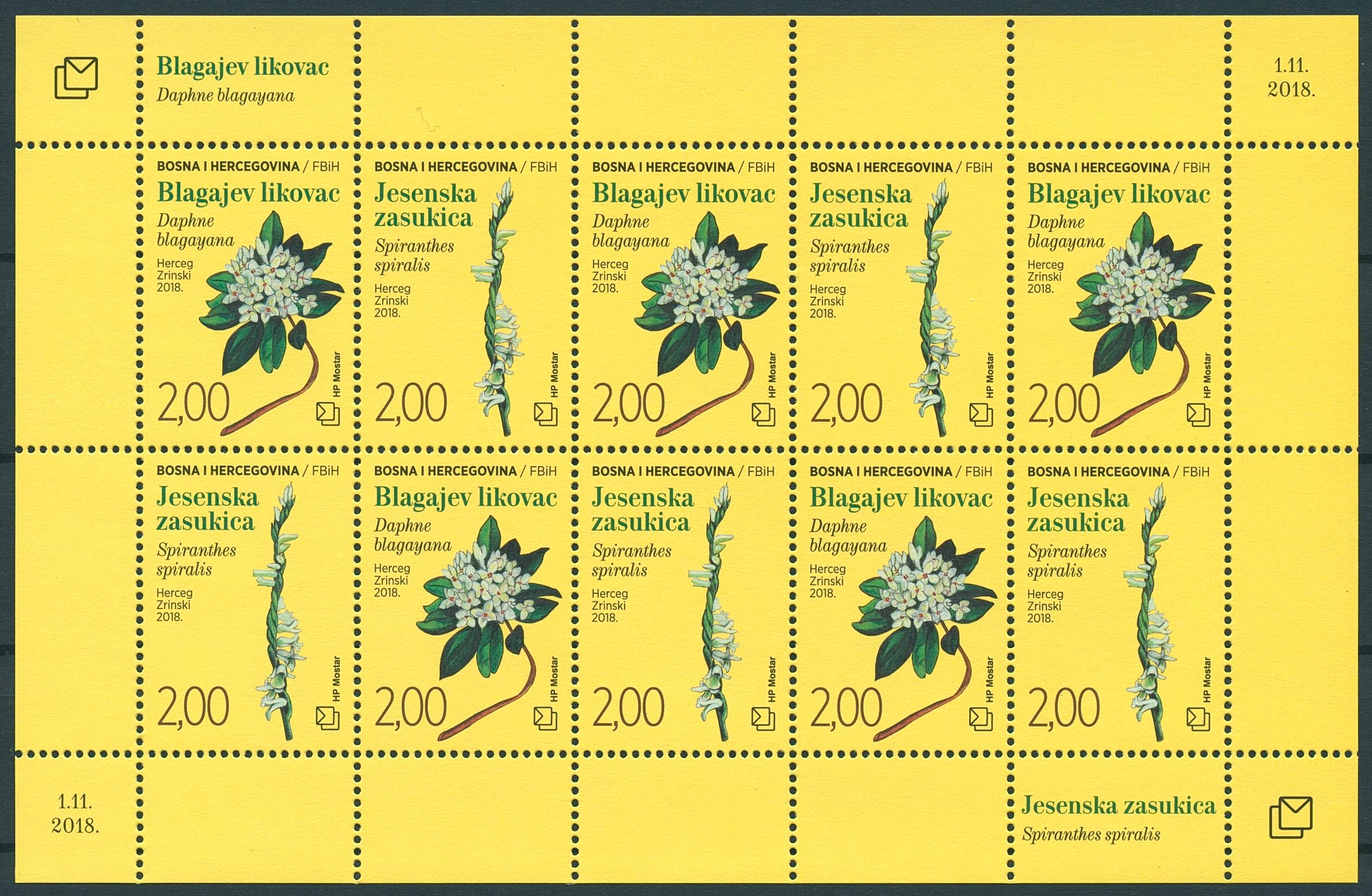 Bosnia & Herzegovina 2018 MNH Flora 10v M/S Flowers Plants Nature Stamps