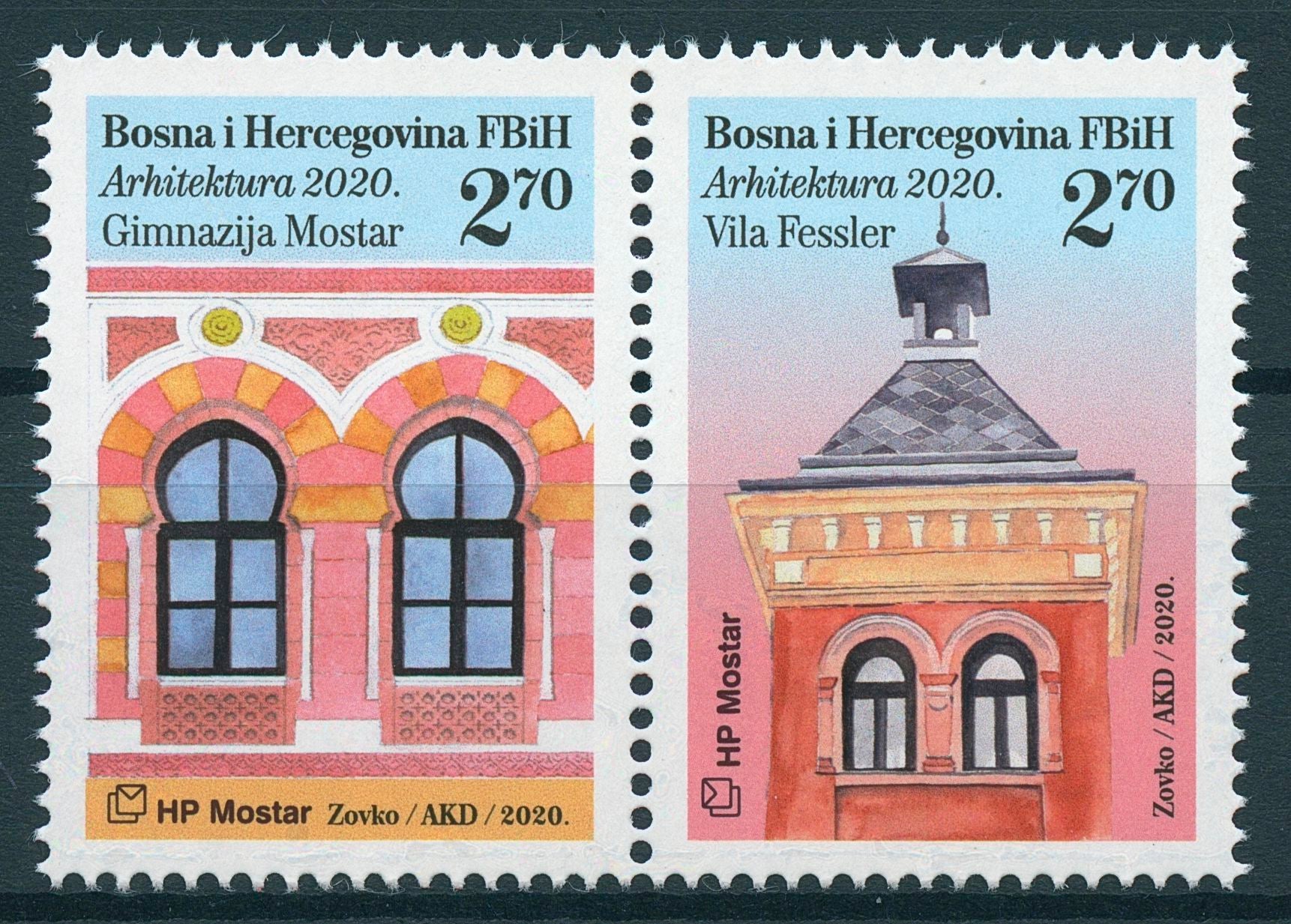 Bosnia & Herzegovina Architecture Stamps 2020 MNH Mostar Gymnasium 2v Set