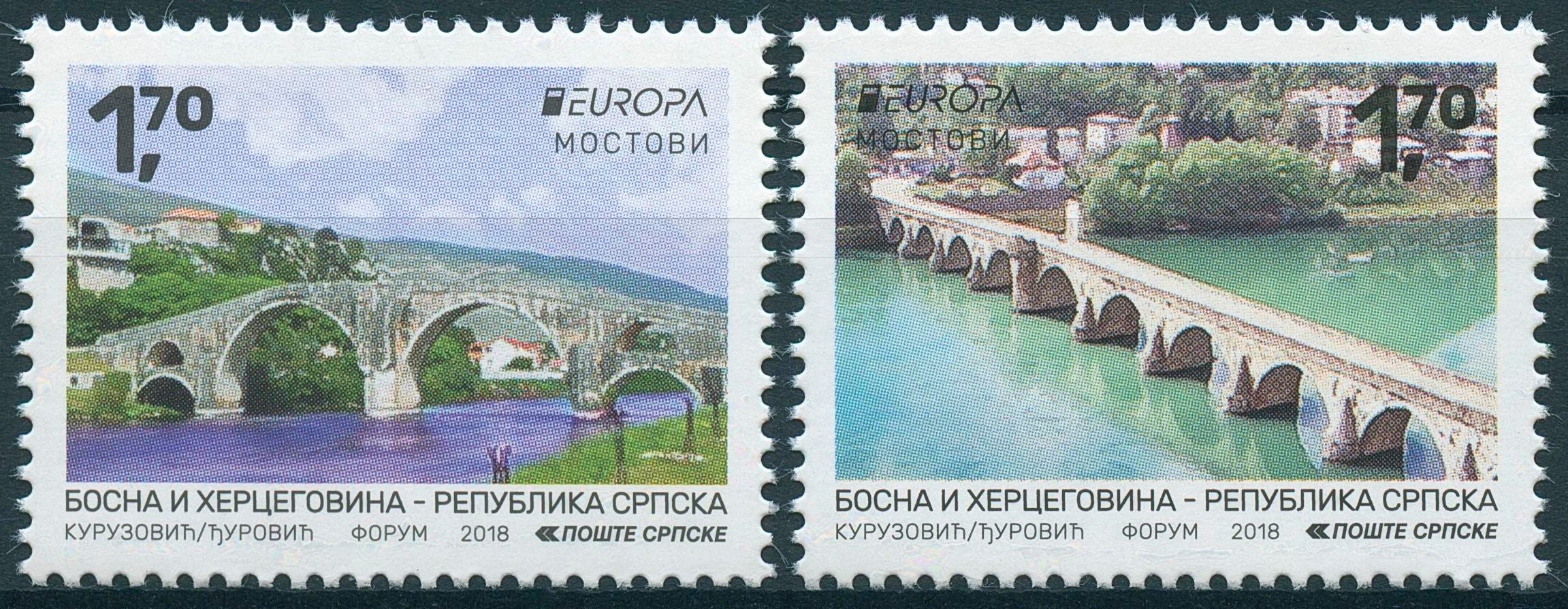 Bosnia & Herzegovina Serbia Admin 2018 MNH Bridges Europa Bridge 2v Set Stamps