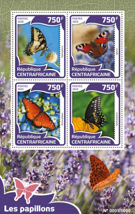 Central African Rep 2016 MNH Butterflies Stamps Swallowtail Butterfly 4v M/S
