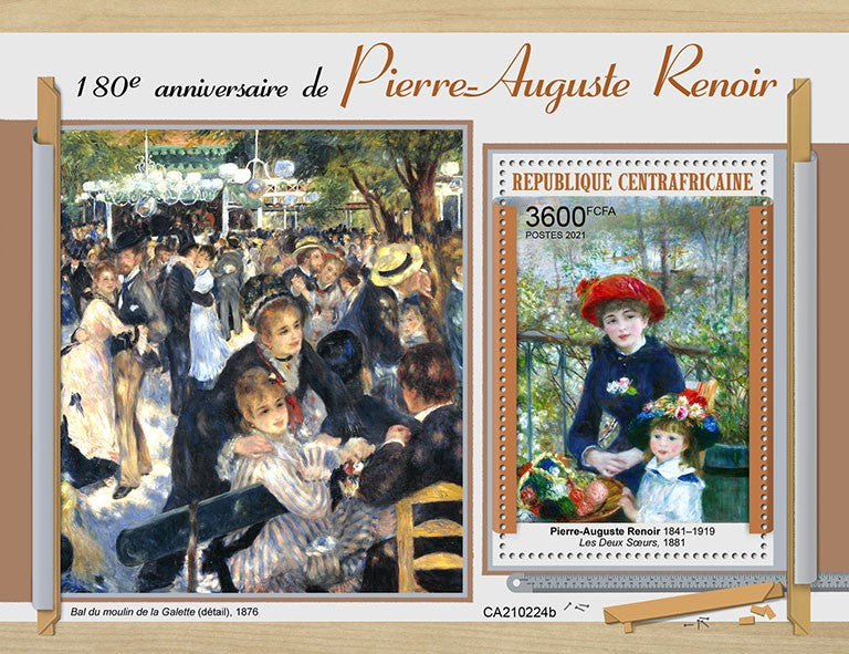 Central African Rep 2021 MNH Art Stamps Pierre-Auguste Renoir Paintings 1v S/S