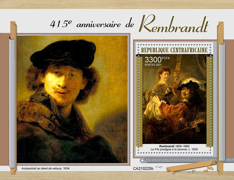 Central African Rep 2021 MNH Art Stamps Rembrandt Paintings Night Watch 1v S/S