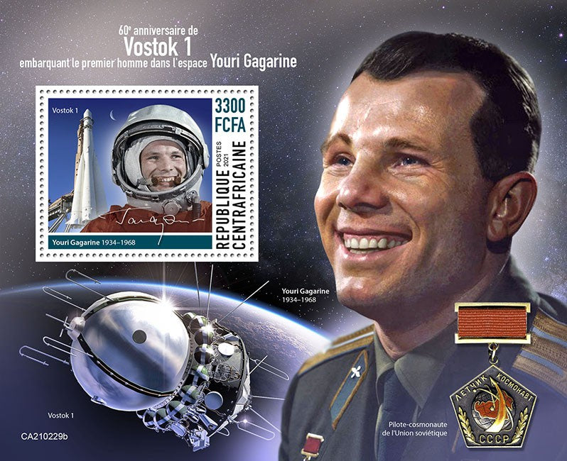 Central African Rep 2021 MNH Space Stamps Yuri Gagarin Vostok 1 1v S/S