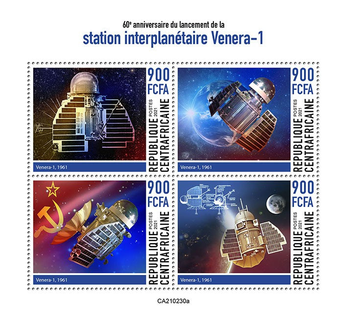 Central African Rep 2021 MNH Space Stamps Venera 1 Spacecraft Launch 4v M/S