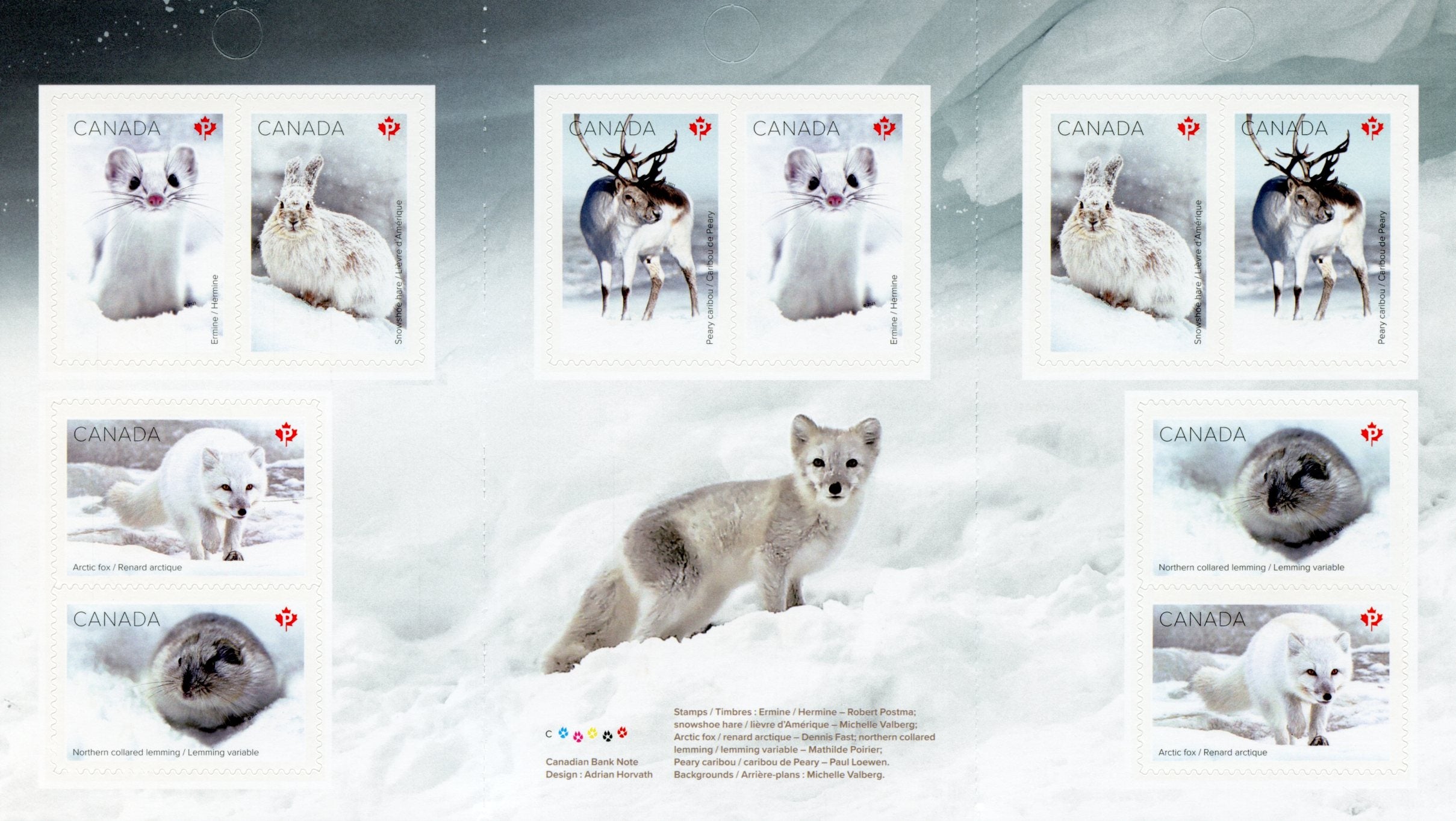 Canada 2021 MNH Wild Animals Stamps Snow Mammals Foxes Hares Ermine 10v S/A Booklet