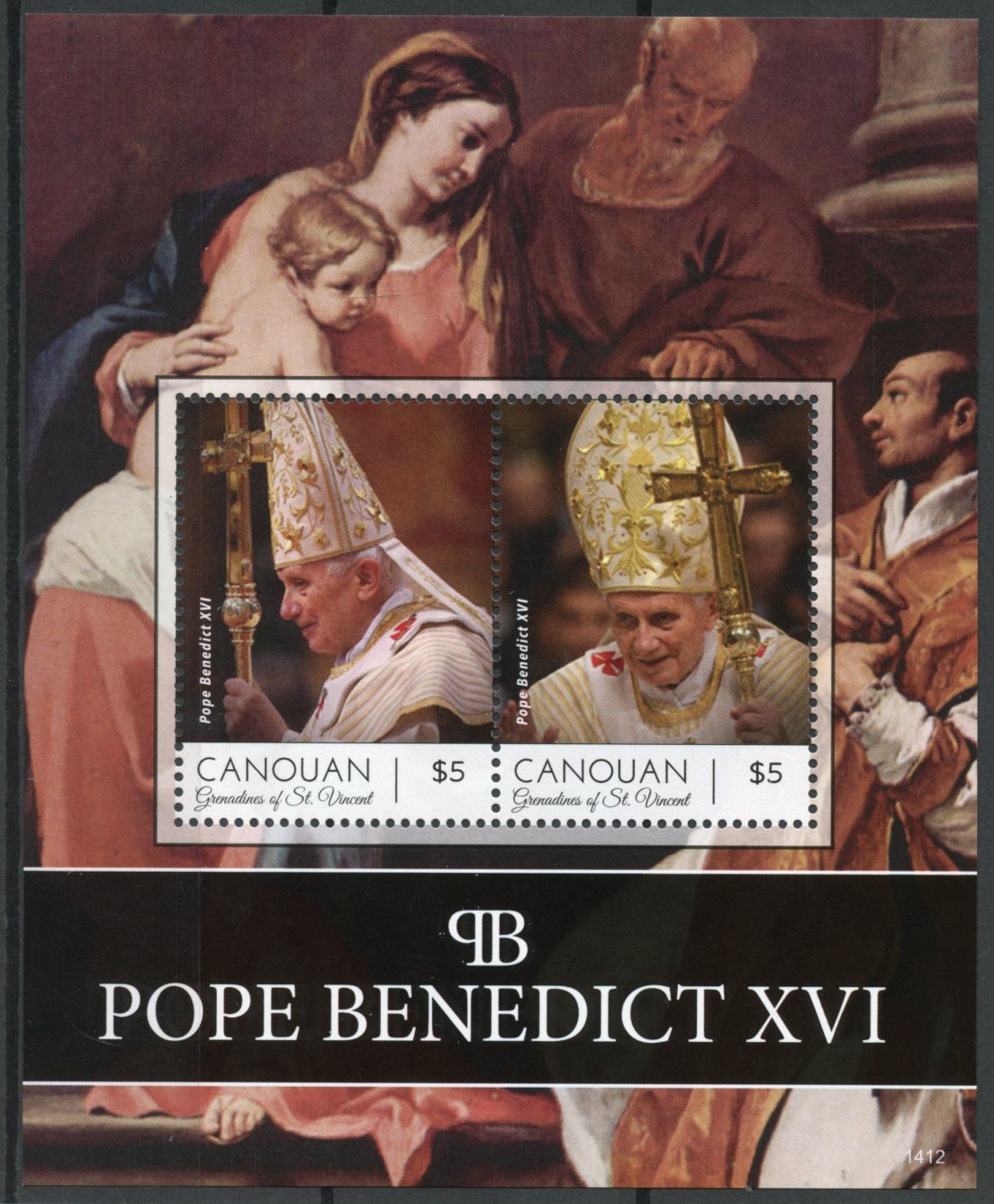 Canouan Grenadines St Vincent 2014 MNH Pope Benedict XVI 2v S/S I Popes