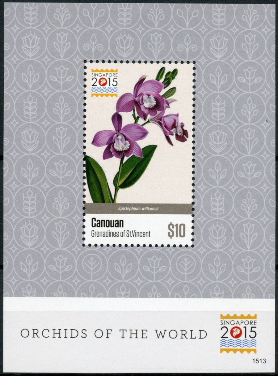 Canouan Grenadines St Vincent 2015 MNH Orchids of Singapore 2015 1v S/S Flowers
