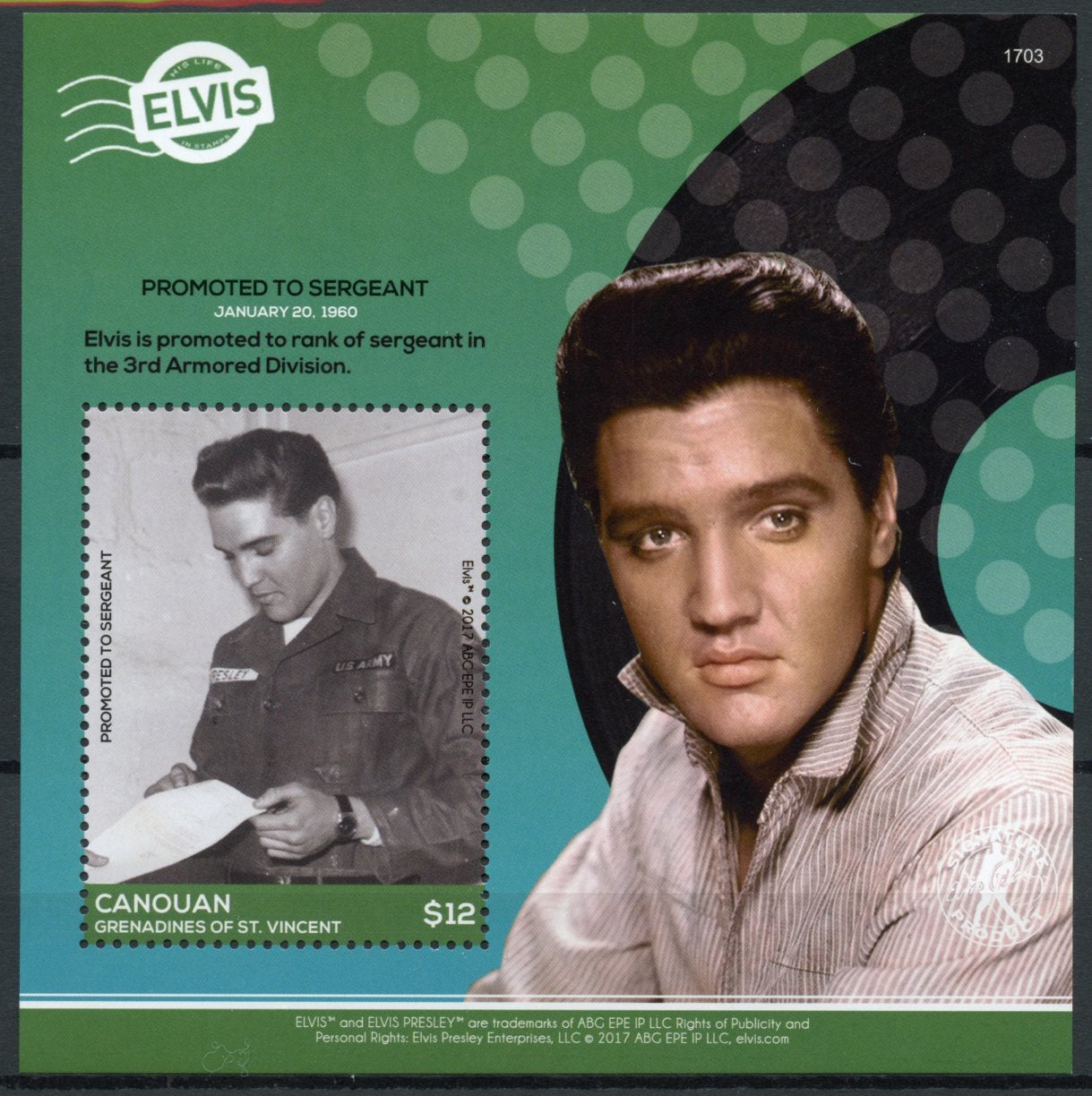 Canouan Gren St Vincent 2017 MNH Elvis Presley His Life in Stamps 1v S/S III