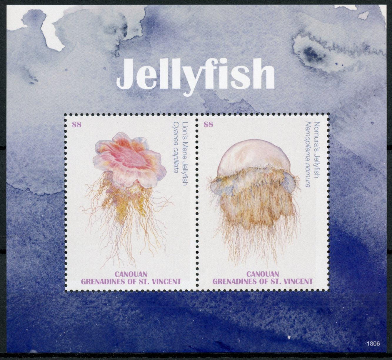 Canouan Grenadines St Vincent 2018 MNH Jellyfish 2v S/S Marine Animals Stamps
