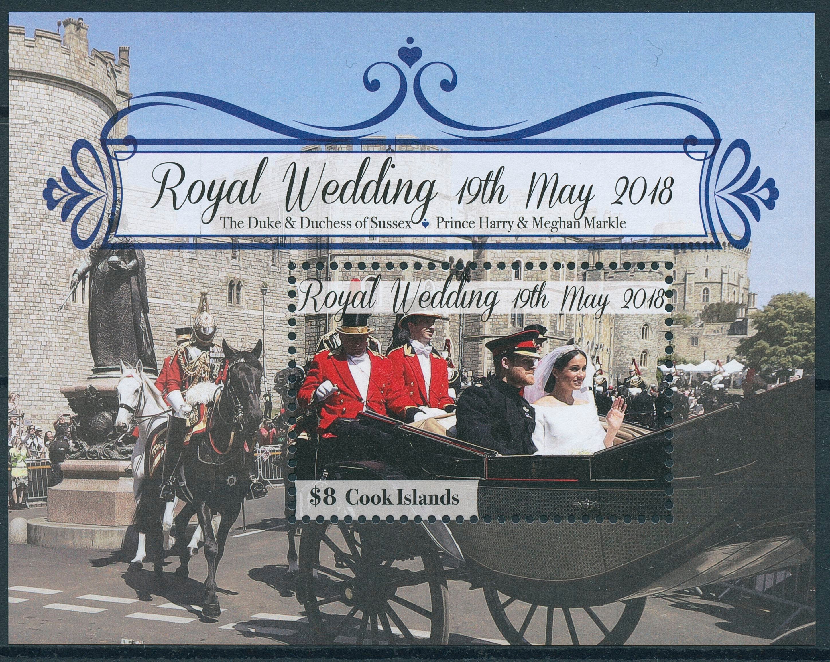 Cook Islands 2018 MNH Prince Harry & Meghan Royal Wedding 1v S/S Royalty Stamps