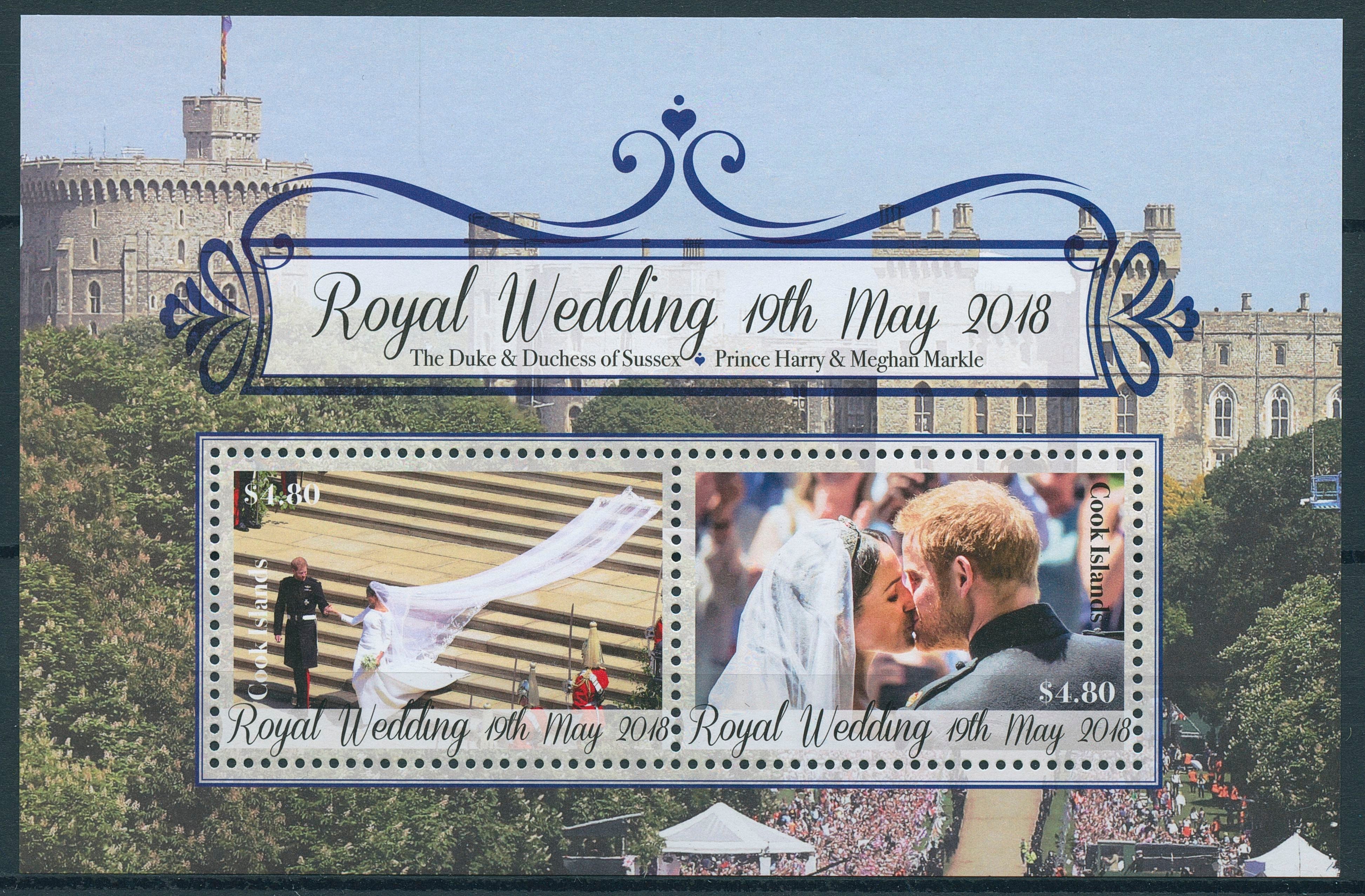 Cook Islands 2018 MNH Prince Harry & Meghan Royal Wedding 2v M/S Royalty Stamps