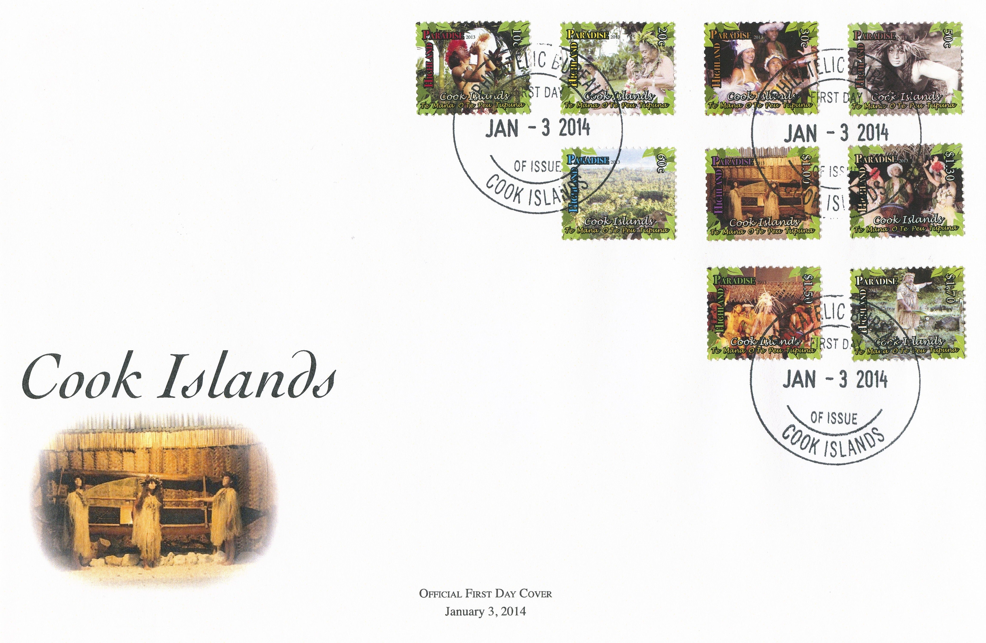 Cook Islands 2014 FDC Highland Paradise 9v Set Cover Native Culture Peu Tupana