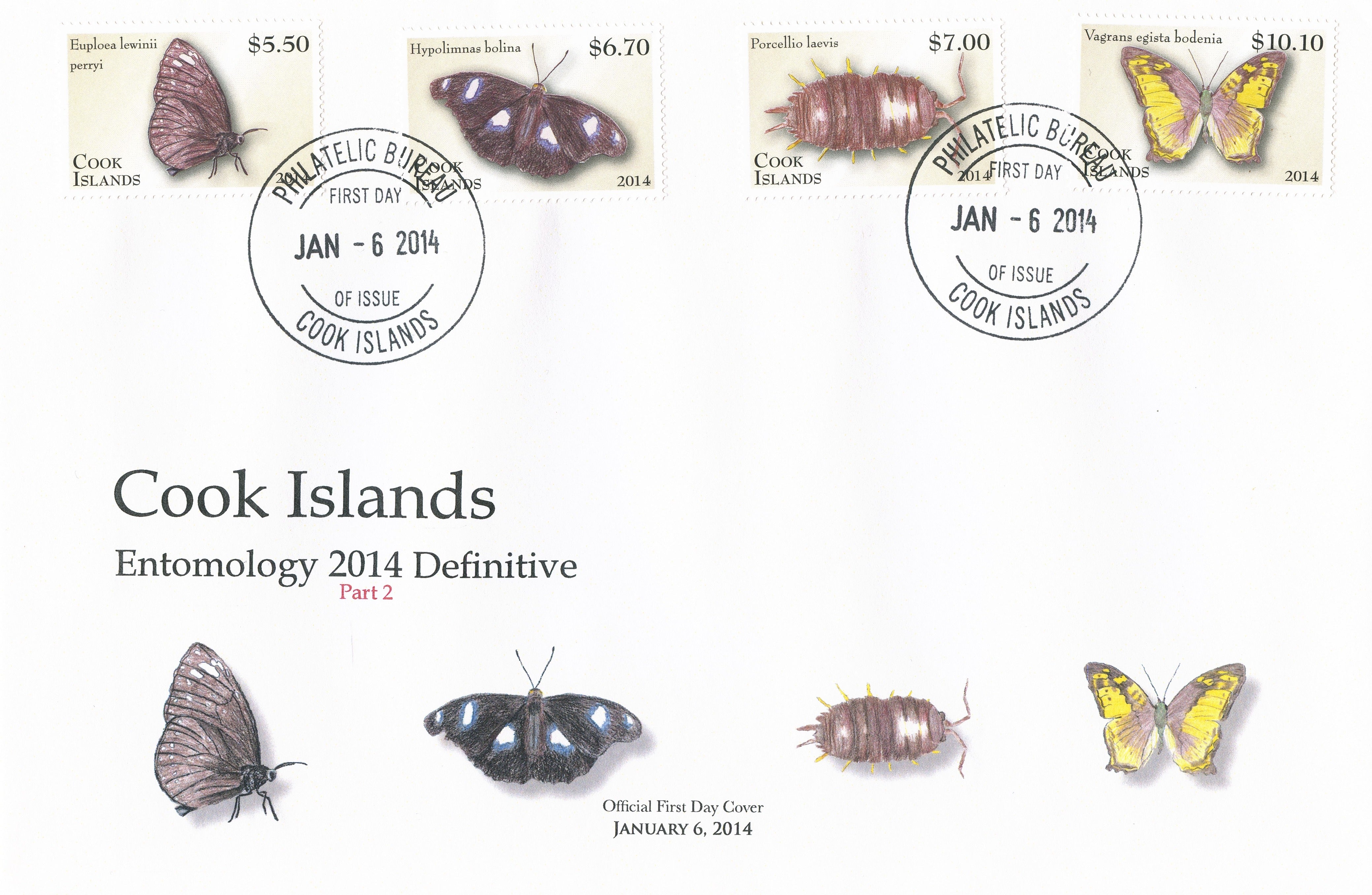 Cook Islands 2014 MNH Entomology Definitive Pt 2 12v Set 3 Covers Butterflies