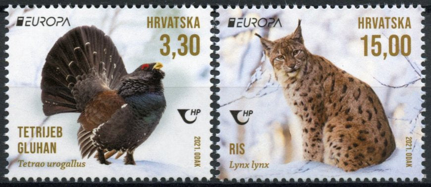 Croatia Europa Stamps 2021 MNH Caipercaillie Lynx Endangered National Wildlife Wild Animals 2v Set