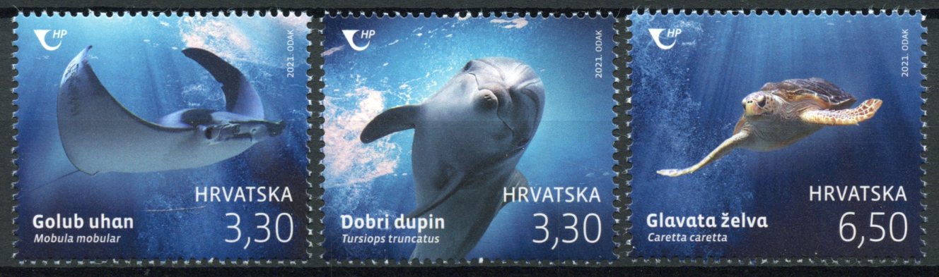 Croatia 2021 MNH Marine Animals Stamps Croatian Fauna Turtles Fish Dolphins 3v Set