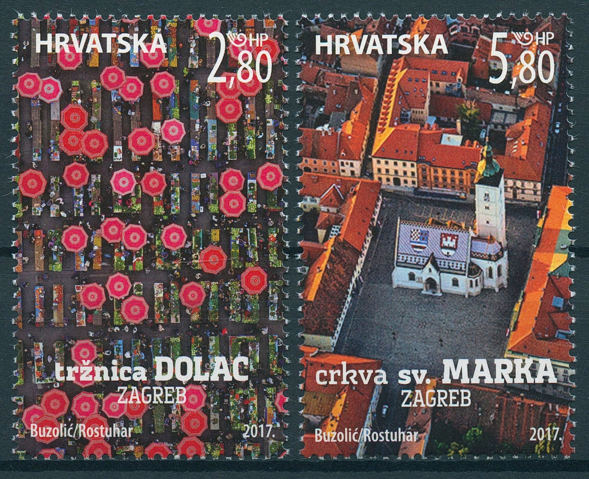 Croatia 2017 MNH Tourism St Mark Square Dolac Market 2v Set Churches Stamps