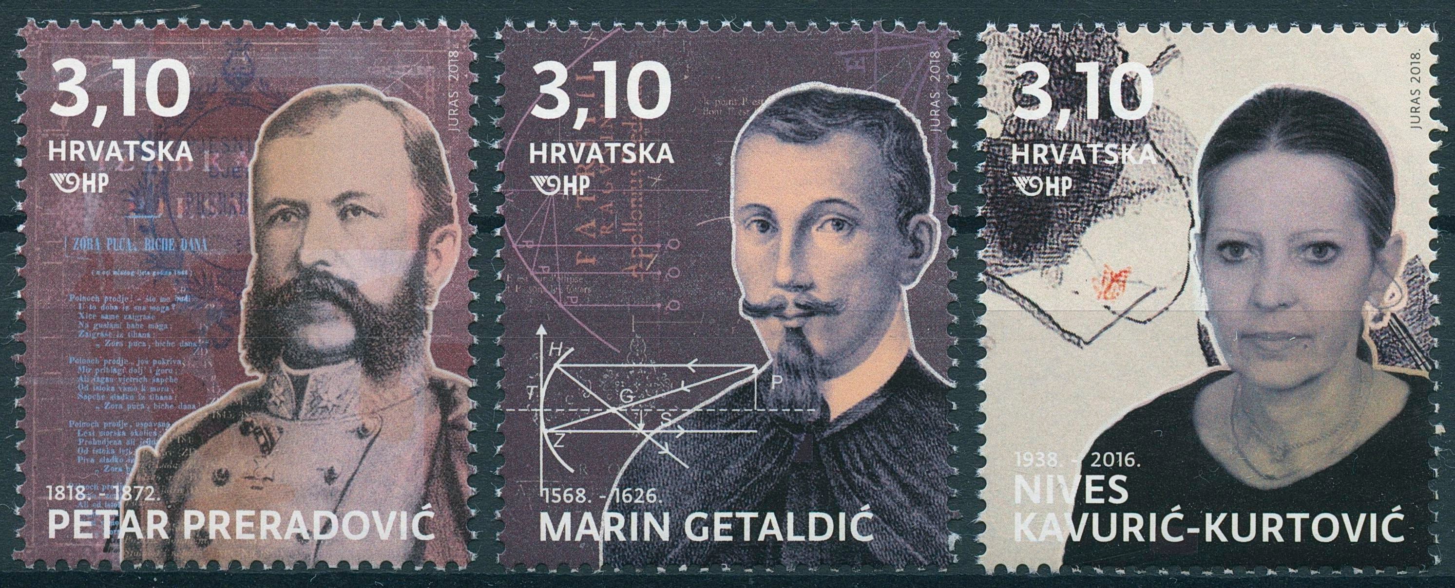 Croatia 2018 MNH Famous Croats Petar Preradovic Getaldic 3v Set People Stamps