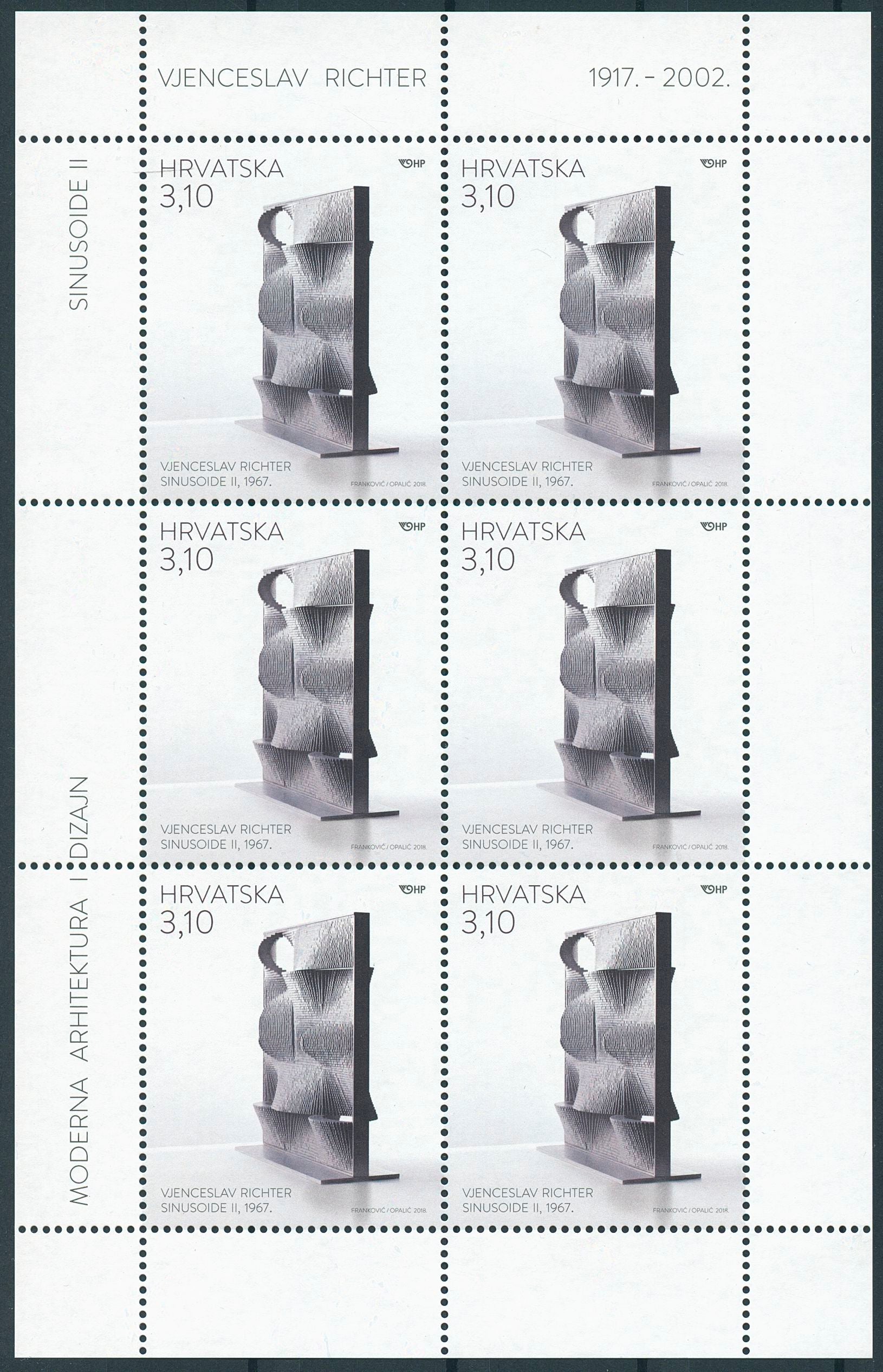 Croatia 2018 MNH Vjenceslav Richter Modern Architecture Design 3x 8v M/S Stamps
