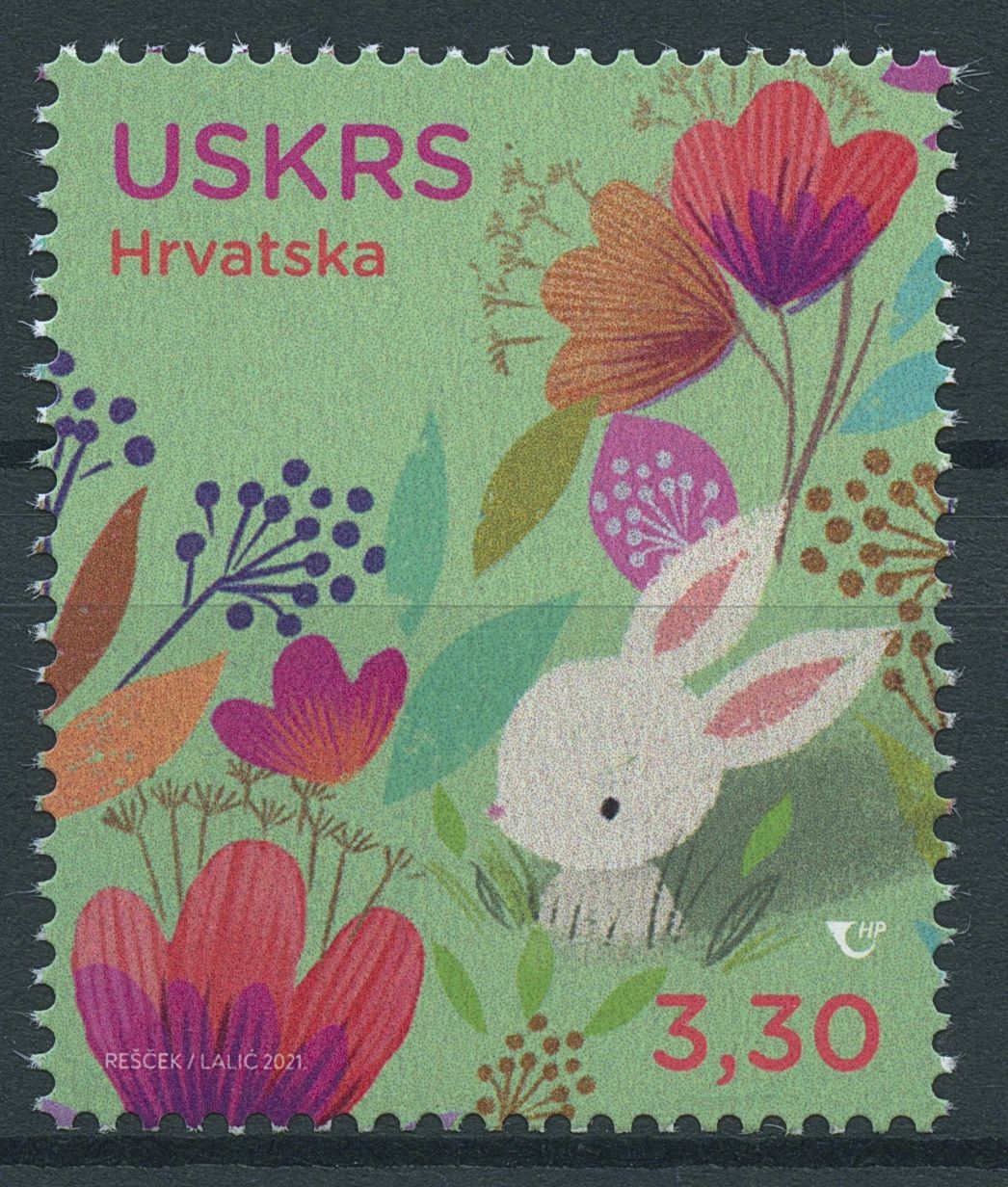 Croatia 2021 MNH Easter Stamps Flowers Rabbits 1v Set