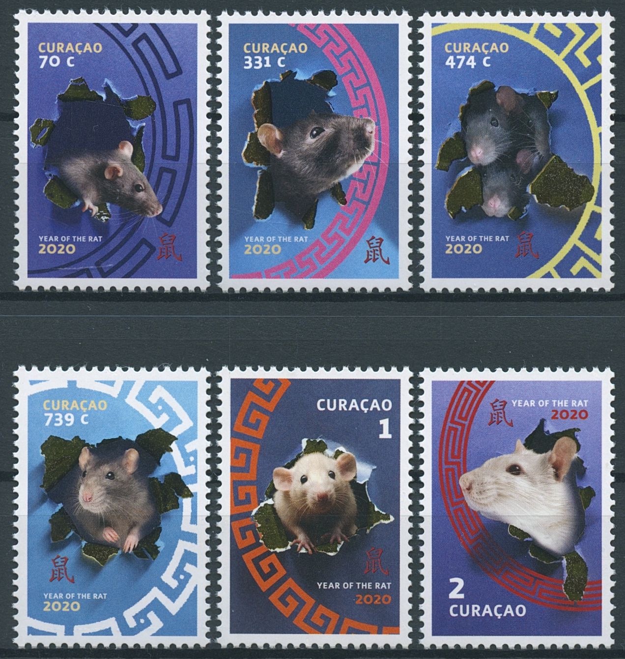 Curacao Year of Rat Stamps 2020 MNH Chinese Lunar New Year 6v Set