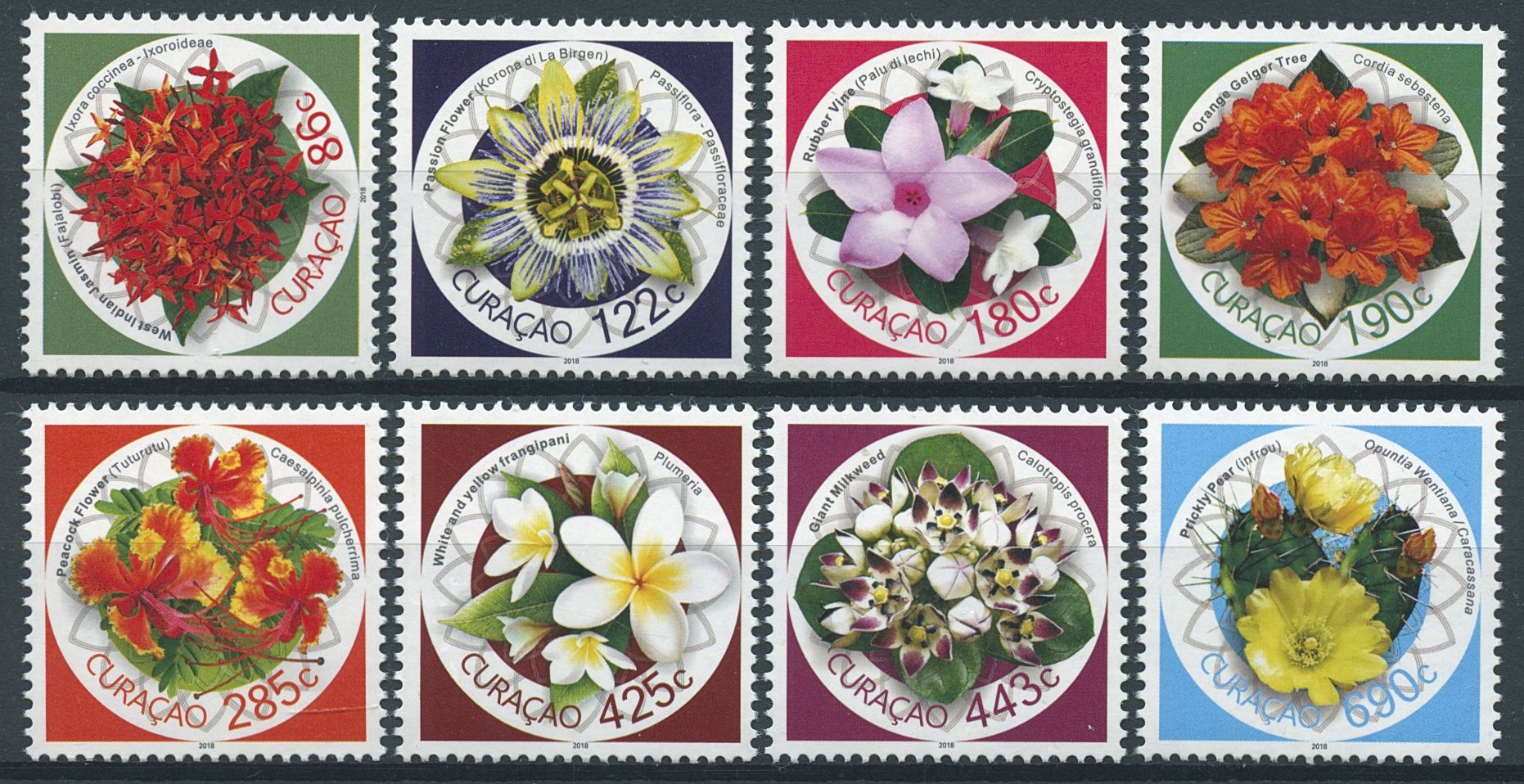 Curacao 2018 MNH Flowers 8v Set Flora Nature Flower Stamps