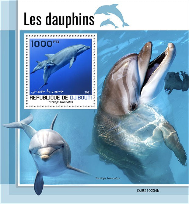 Djibouti 2021 MNH Marine Animals Stamps Dolphins Bottlenose Dolphin 1v S/S