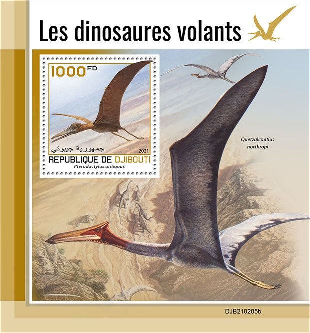 Djibouti 2021 MNH Flying Dinosaurs Stamps Pterodactyl Prehistoric Animals 1v S/S